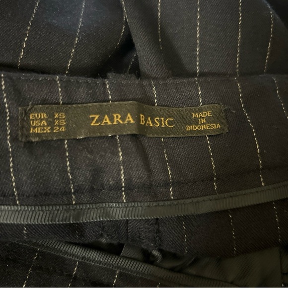 Zara Basic Women’s Pants Navy Blue Size XS Mid Rise Striped Career - Picture 4 of 4